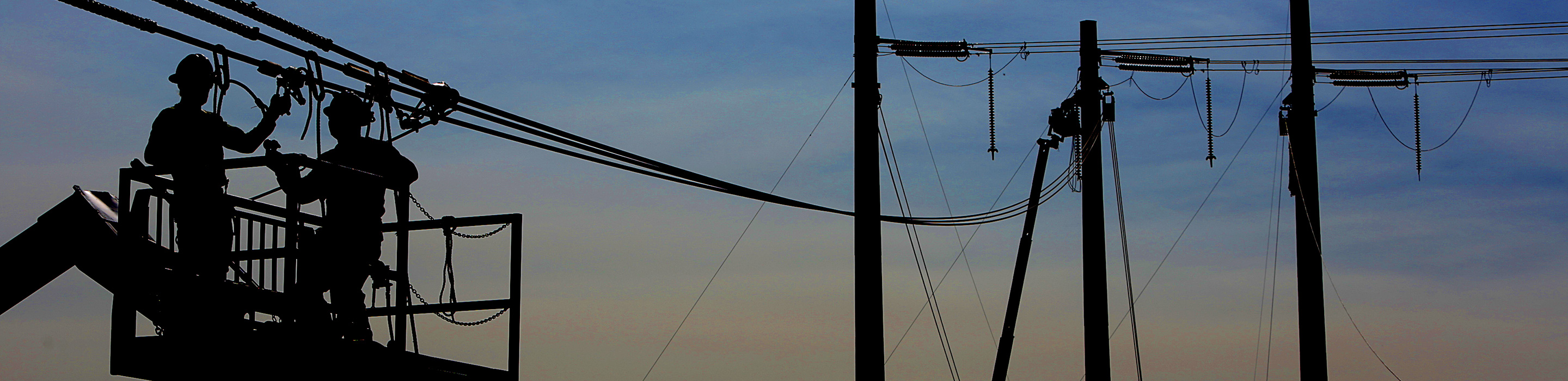 Power lines in sunset