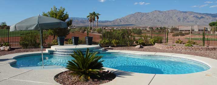 Residential swimming pool midday